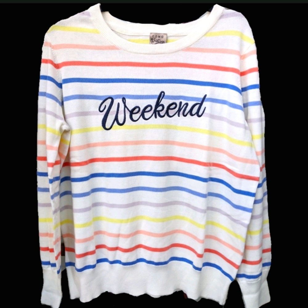 Como Vintage Rainbow Stripe Weekend Sweater Large